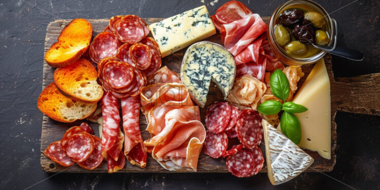 Charcuterie and cheeses plate delicious gourmet - Starpik Stock