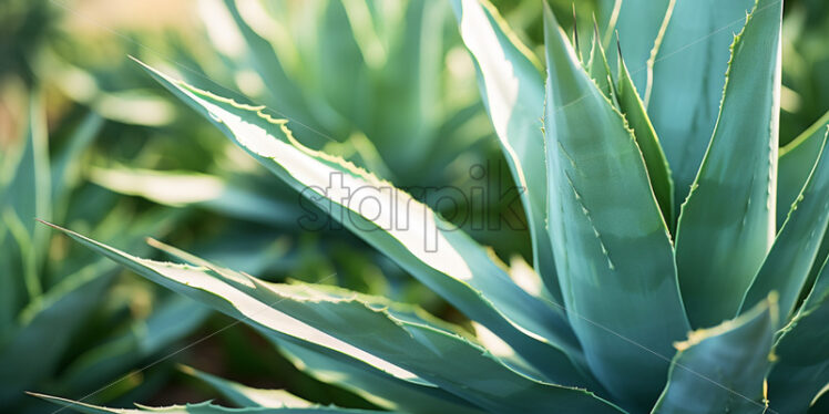 Close-up of the unique and spiky agave plant - Starpik Stock