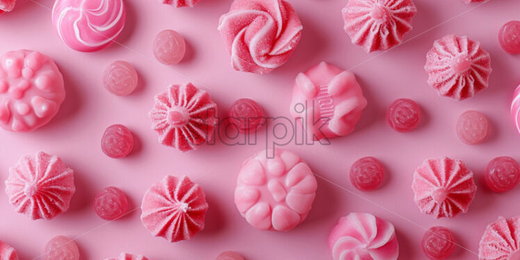 Close-up photo of a variety pink candies - Starpik Stock