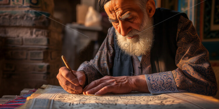 Close-up shot of a Persian Calligrapher - Starpik Stock