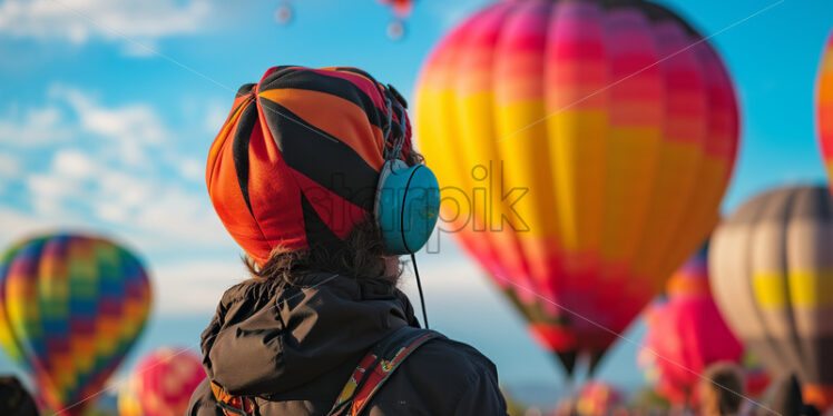  Close-up shot of a hot air balloon pilot - Starpik Stock