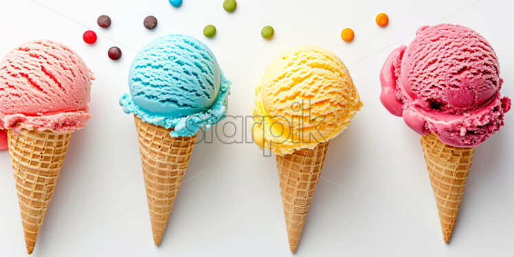 Colored ice cream on a white background - Starpik Stock