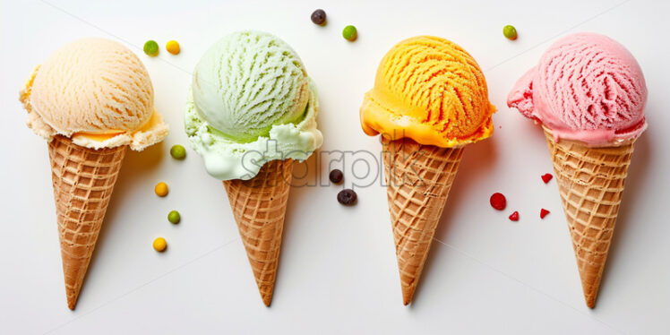 Colored ice cream on a white background - Starpik Stock