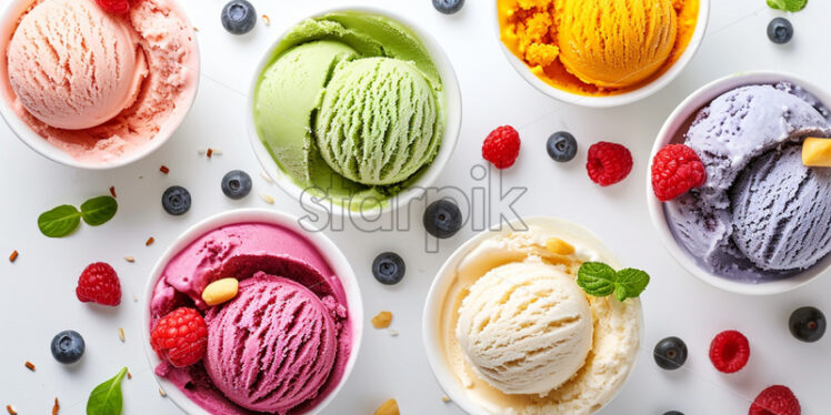 Colored ice cream on a white background - Starpik Stock