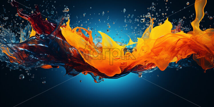 Colored water splashes, yellow and blue illustration - Starpik Stock