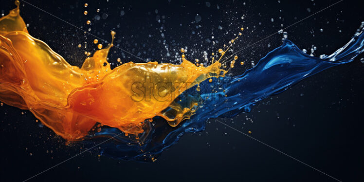 Colored water splashes, yellow and blue illustration - Starpik Stock