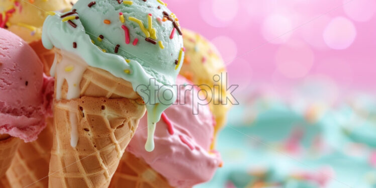 Colourful ice cream delicious cones - Starpik Stock