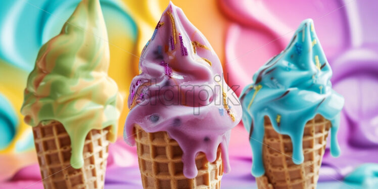 Colourful ice cream delicious cones - Starpik Stock