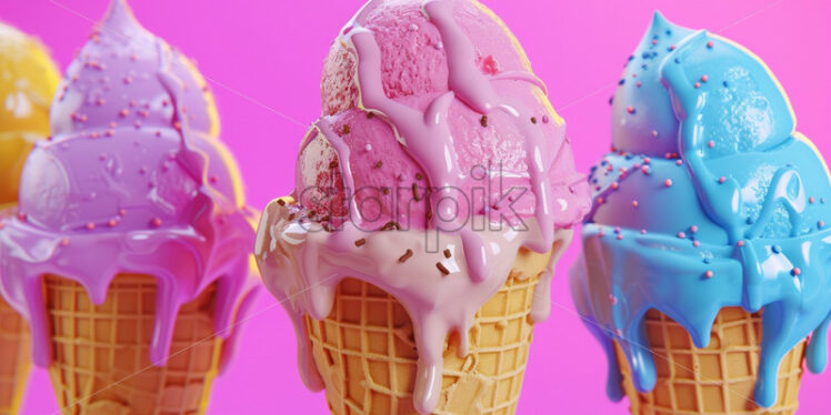 Colourful ice cream delicious cones - Starpik Stock