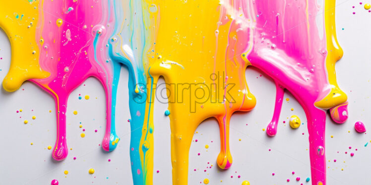 Colourful paint pouring poster - Starpik Stock