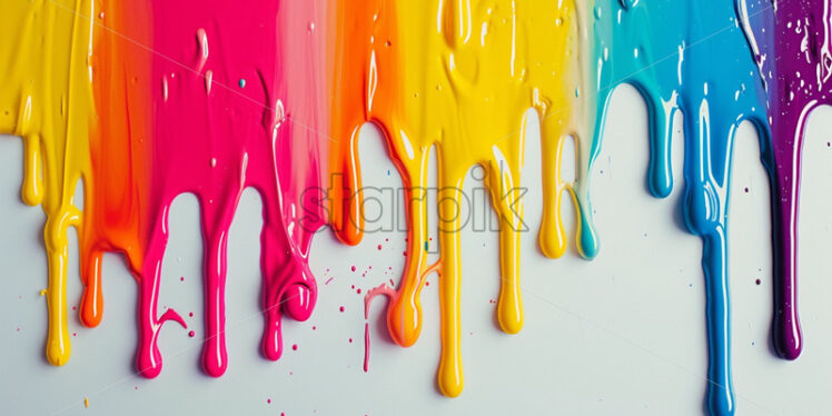 Colourful paint pouring poster - Starpik Stock