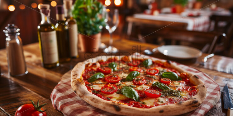 Communal dining with Italian pizza - Starpik Stock