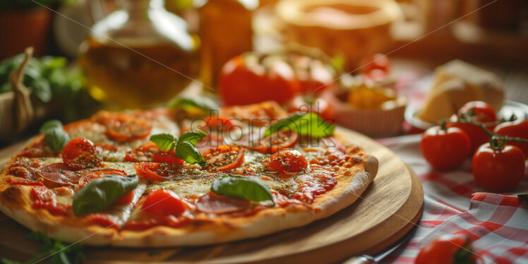  Communal rustic Italian pizza. - Starpik Stock