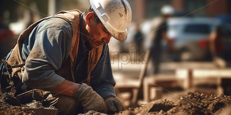 Constructin Worker Building Foundation - Starpik Stock