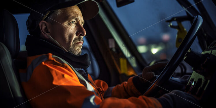 Construction worker driving the truck - Starpik Stock