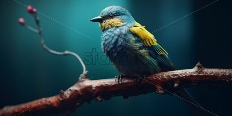 Coracias garrulus on a tree branch - Starpik Stock