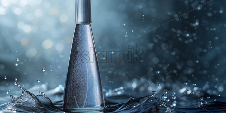 Cosmetics bottle serum mock up, package design product, water splash minimalistic background - Starpik Stock