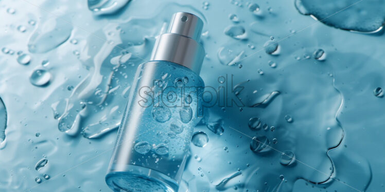 Cosmetics bottle serum mock up, package design product, water splash minimalistic background - Starpik Stock