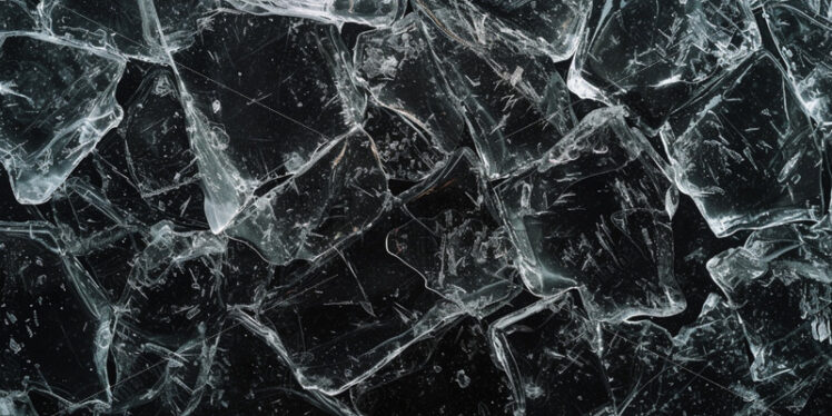 Cracked ice on black background, texture top view - Starpik Stock