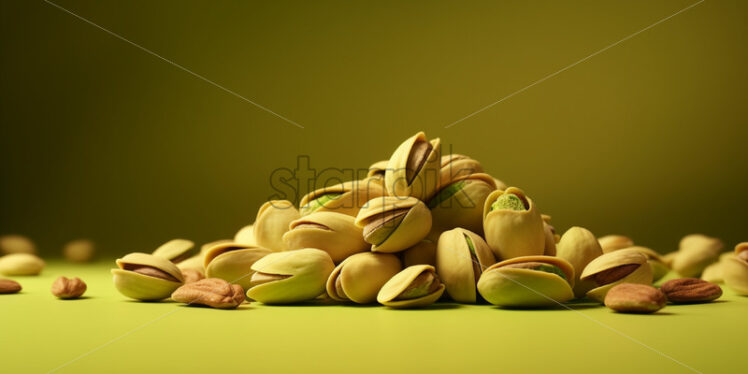 Delicious and healthy pistachios on a table - Starpik Stock