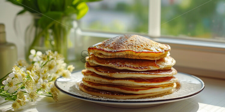 Delicious blinis on a windowsill - Starpik Stock