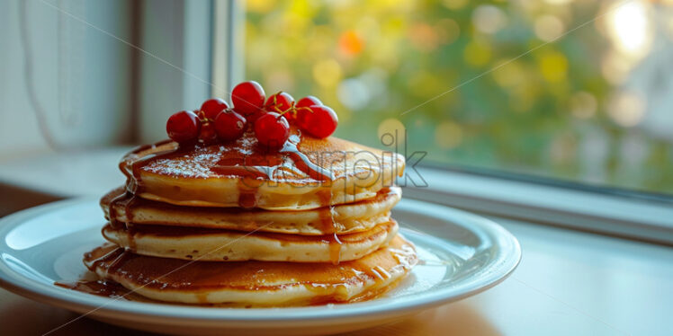 Delicious blinis on a windowsill - Starpik Stock