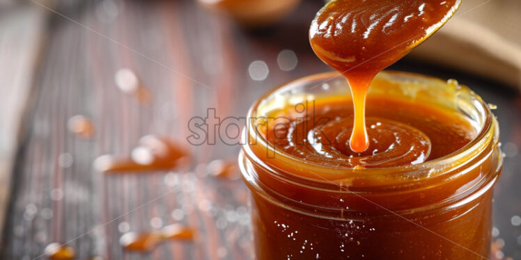 Delicious caramel sauce in a jar - Starpik Stock