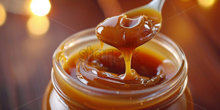 Delicious caramel sauce in a jar - Starpik Stock