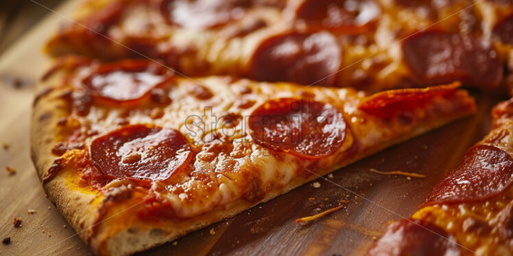 Delicious pizza slice close up - Starpik Stock