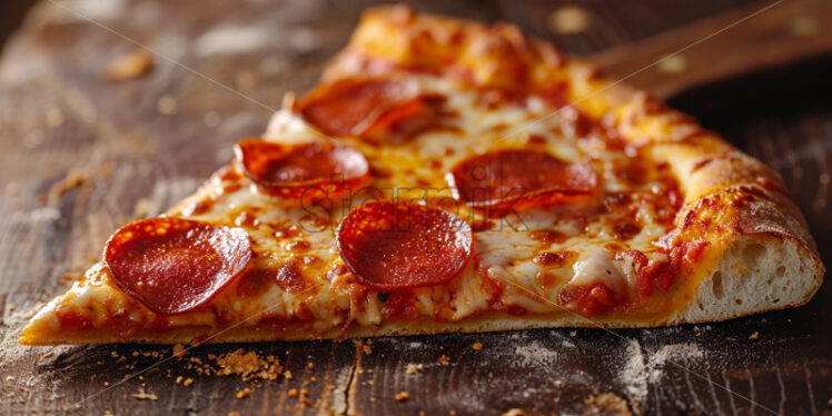 Delicious pizza slice close up - Starpik Stock