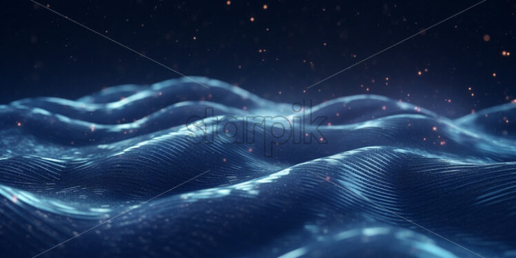 Digital waves of blue particles - Starpik Stock