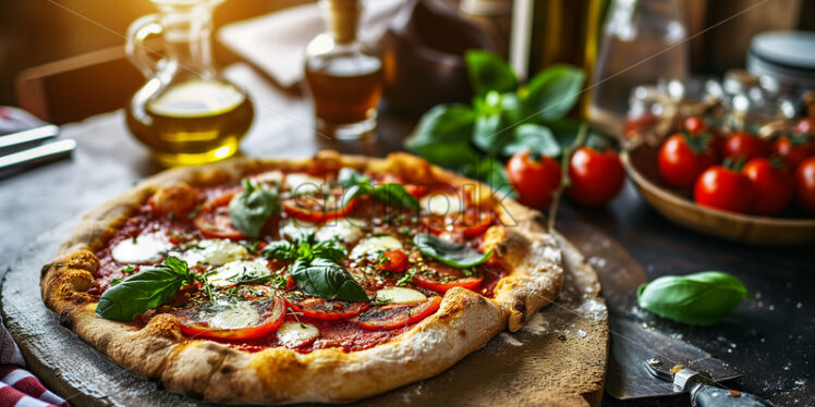 Dining in a cozy trattoria with Italian pizza - Starpik Stock