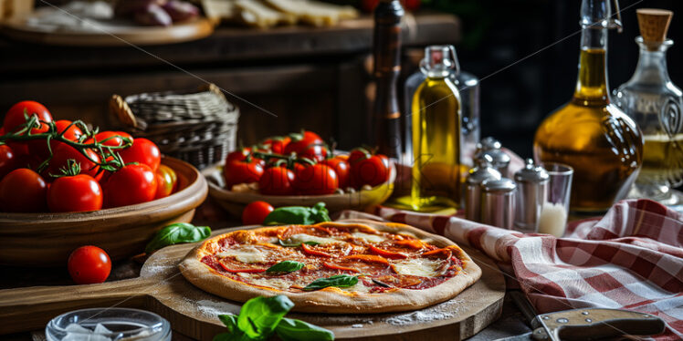  Dining with rustic Italian pizza - Starpik Stock