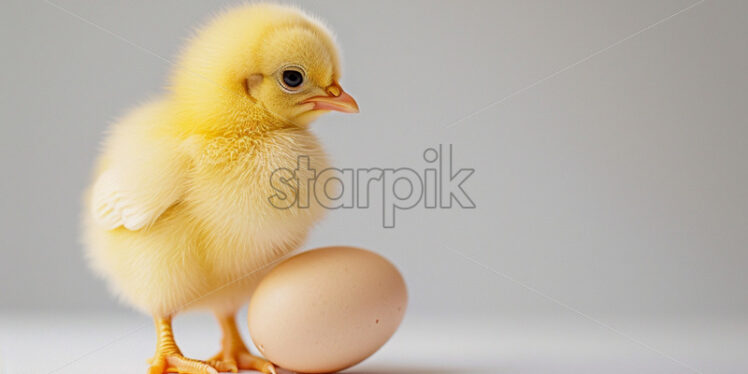  Easter postcard with little yellow easter chicken on a white background - Starpik Stock