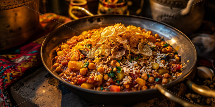 Egyptian Koshari in a bowl - Starpik Stock