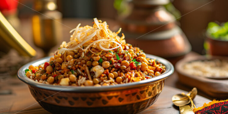  Egyptian Koshari in a deep bowl - Starpik Stock