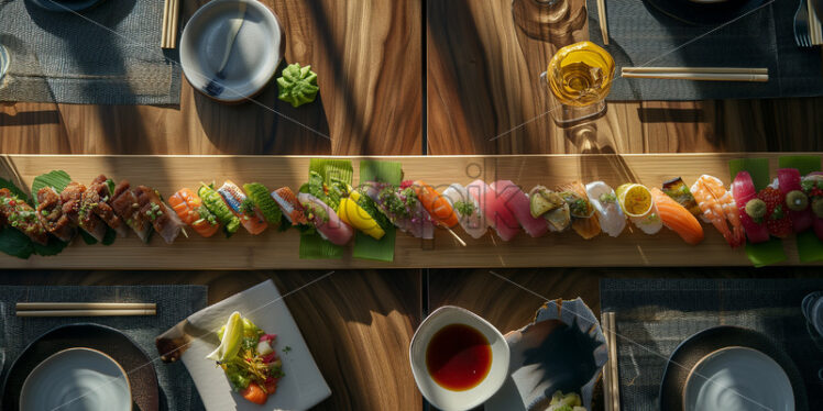  Elegant top-view of Japanese sushi - Starpik Stock