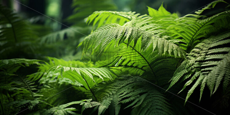 Enormous tropical fern unfolding its delicate fronds in a hidden corner of the jungle - Starpik Stock