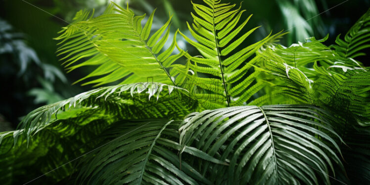 Enormous tropical fern unfolding its delicate fronds in a hidden corner of the jungle - Starpik Stock