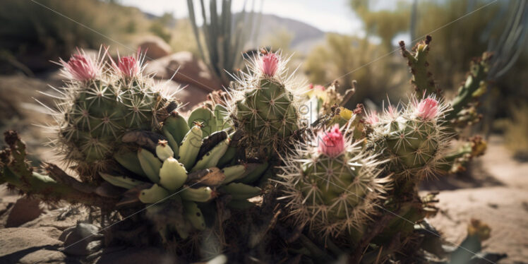 Exotic desert flora adapting to the harsh conditions with unique adaptations - Starpik Stock