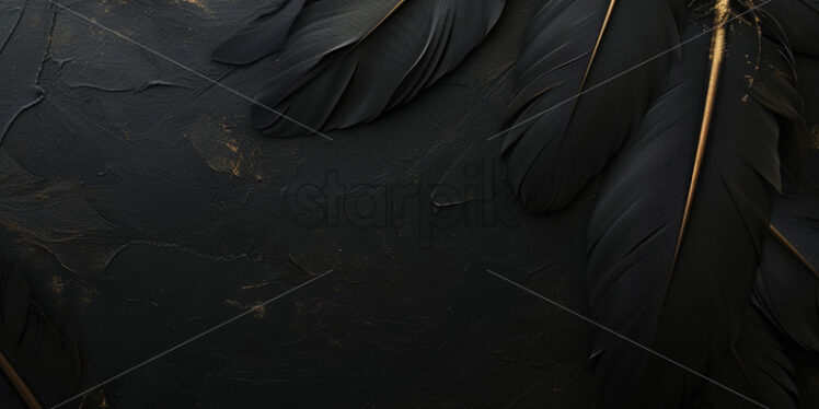 Feathers, black and gold theme, view from above - Starpik Stock