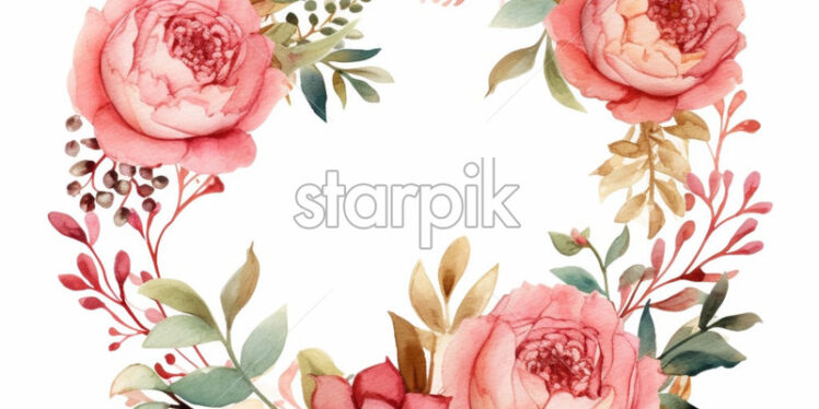 Floral wreath cards with vibrant colors in watercolor style - Starpik Stock