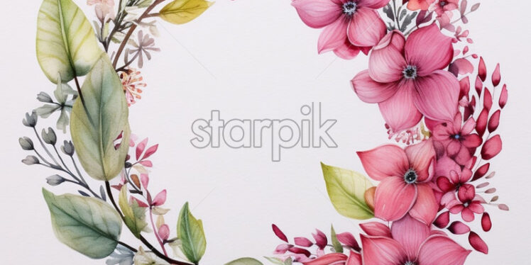 Floral wreath with vibrant colors in watercolor style - Starpik Stock