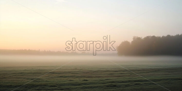 Fog over a field in the morning - Starpik Stock