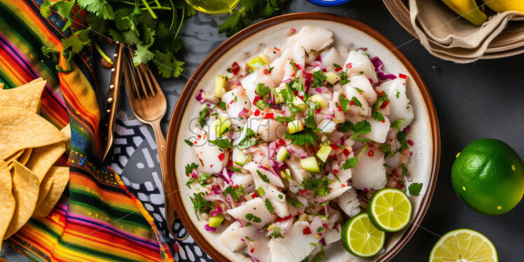  Fresh Peruvian ceviche on a plate - Starpik Stock