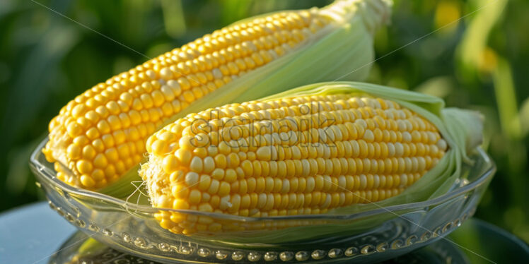 Fresh corn in a glass bowl - Starpik Stock