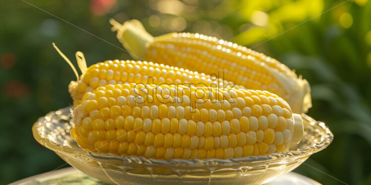 Fresh corn in a glass bowl - Starpik Stock