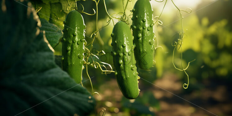 Fresh cucumbers that grow on the vine - Starpik Stock