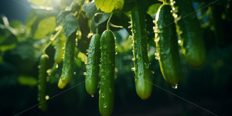 Fresh cucumbers that grow on the vine - Starpik Stock