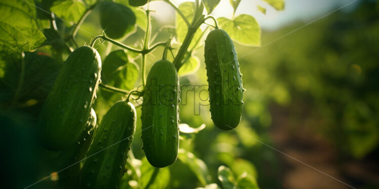 Fresh cucumbers that grow on the vine - Starpik Stock